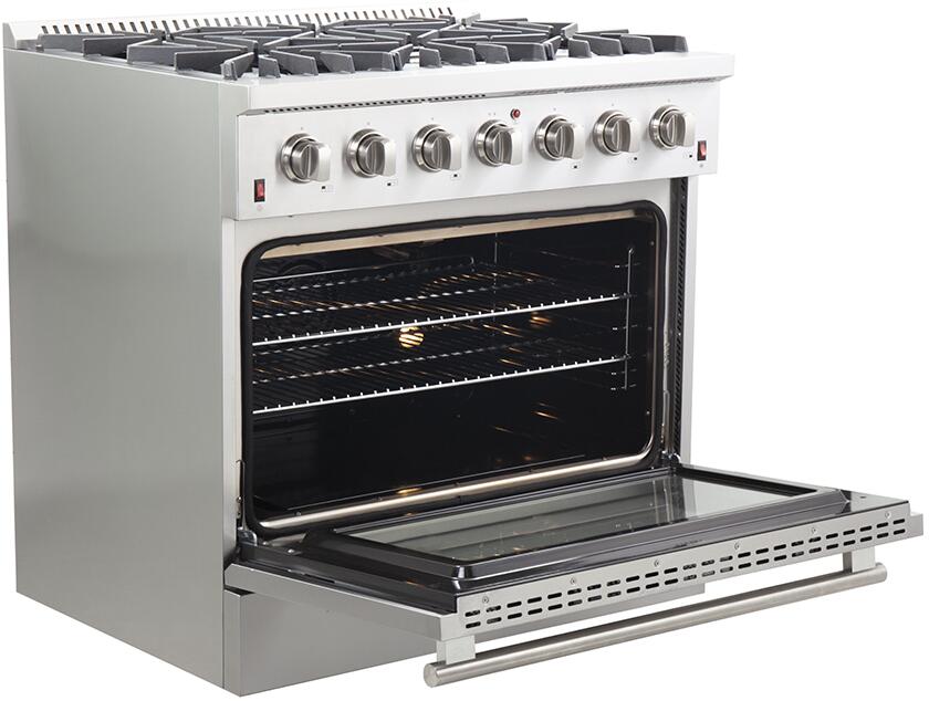 FORNO Appliance Package - 36 Inch Gas Range, Wall Mount Range Hood, Microwave Drawer, Dishwasher, AP-FFSGS6244-36-W-6