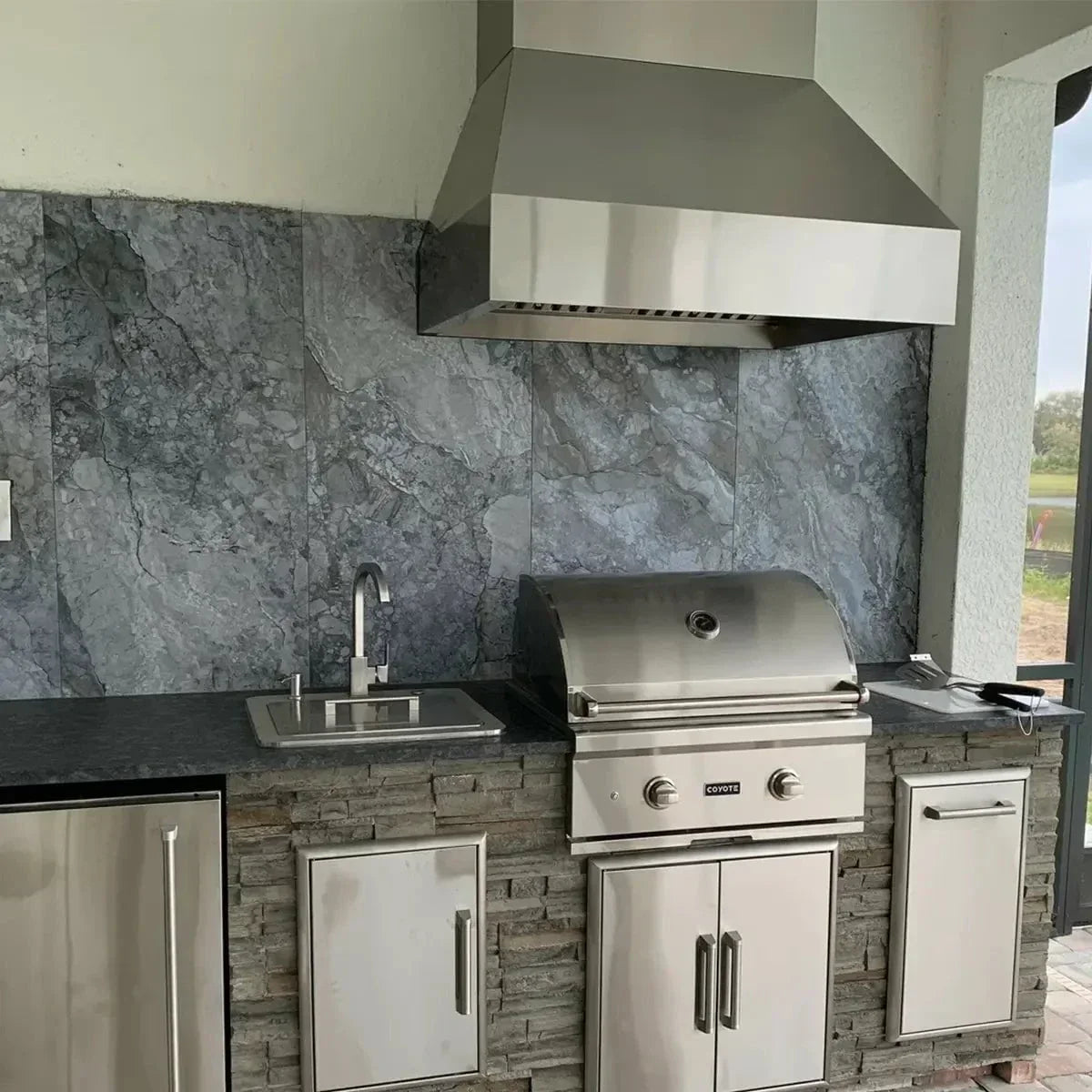 Coyote 48" W x 30" D Chimney Hood with LED Lights - MUST PURCHASE BLOWER SEPARATELY