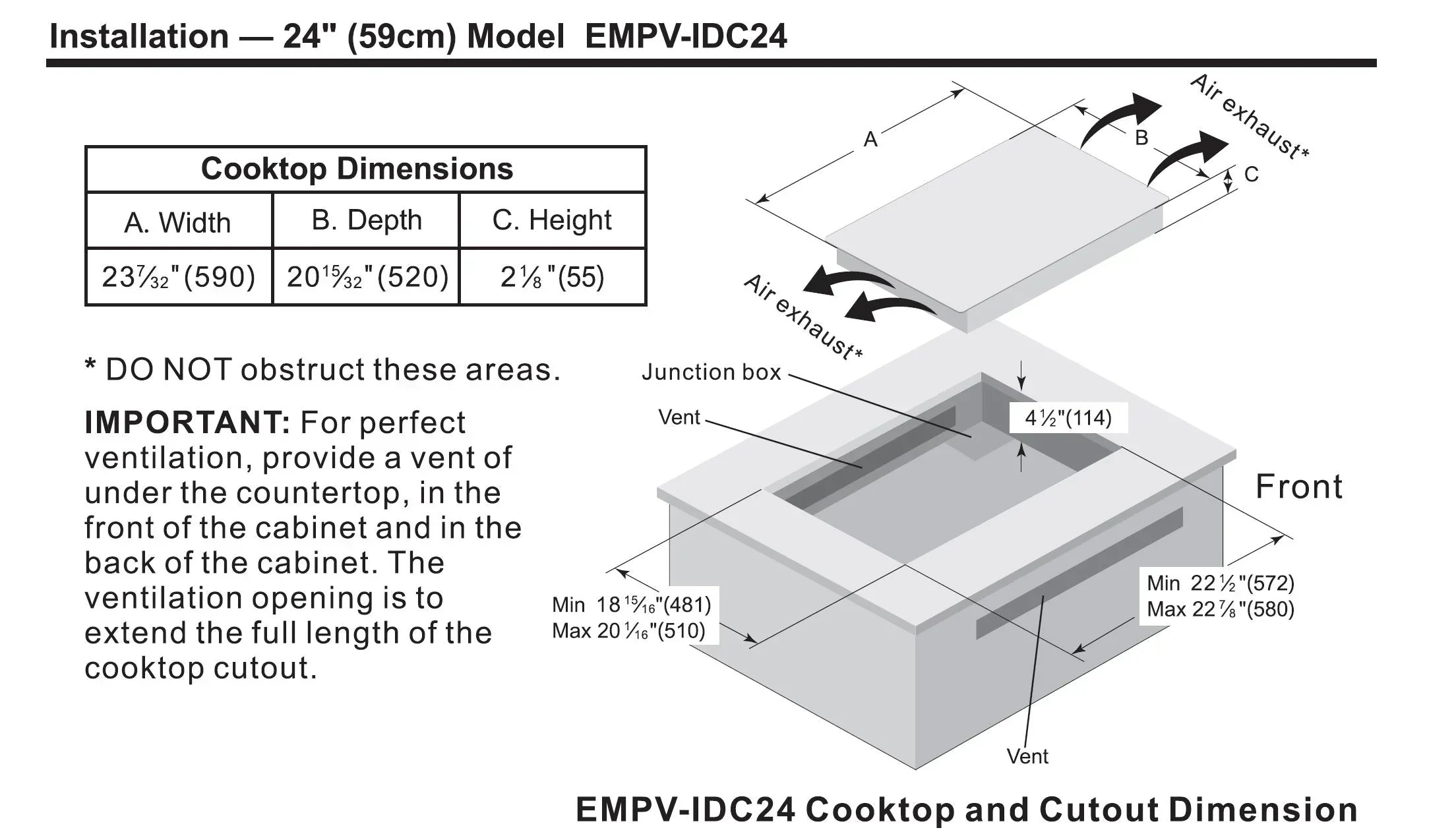 Empava 24-Inch Induction Cooktop with 4 Elements in Black (EMPV-IDC24)