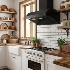 Forno Bari 30-Inch Under-Cabinet Range Hood, 400 CFM, Black with Stainless Steel Handles (FRHUC5255-30BLK)
