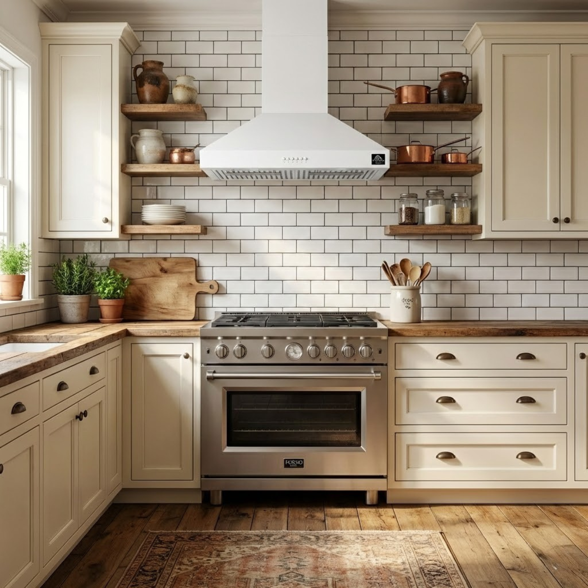 Forno Bari 30-Inch Under-Cabinet Range Hood, 400 CFM, White with Stainless Steel Handles (Model FRHUC5255-30WHT)