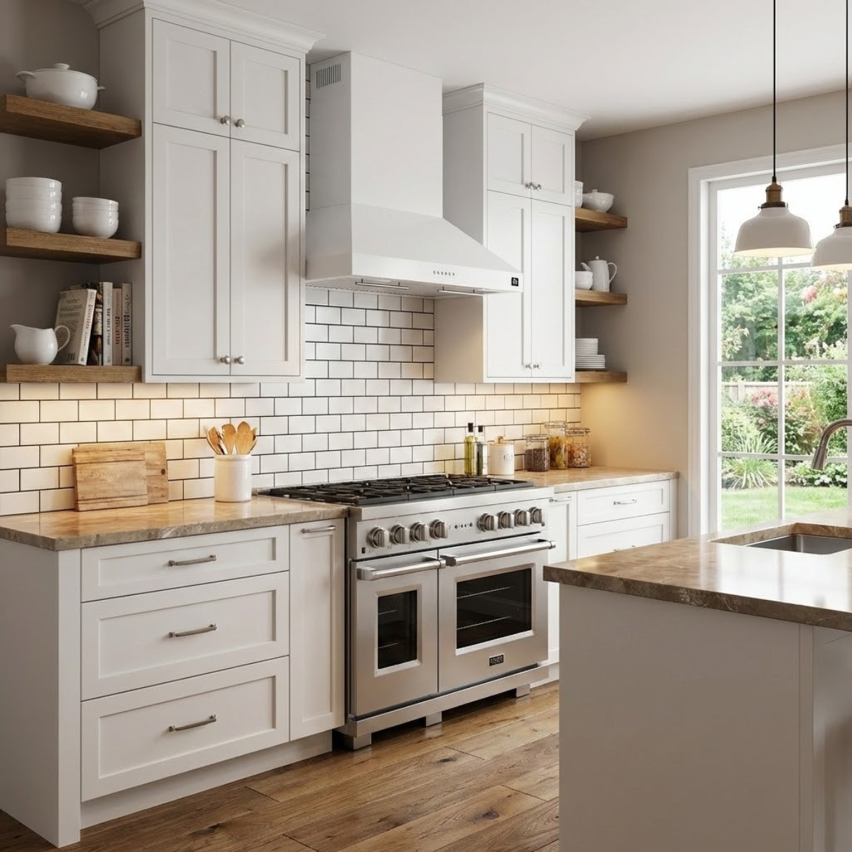 Forno Bari 30-Inch Under-Cabinet Range Hood, 400 CFM, White with Stainless Steel Handles (Model FRHUC5255-30WHT)