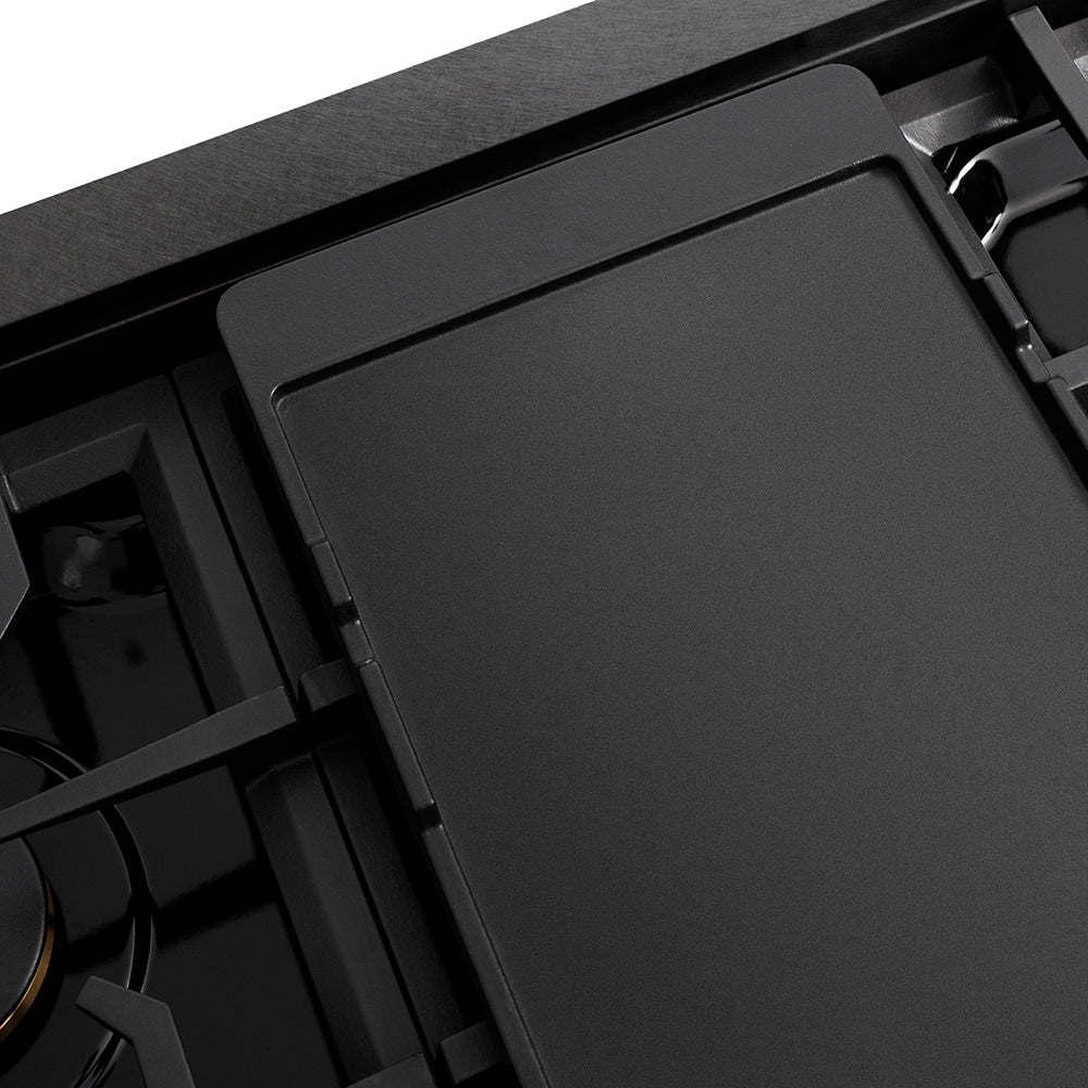 1ZLINE Designer 48" Paramount Gas Rangetop with 8 Burners in Black Satin with Matte Black and Champagne Accents, SRTBSZ-48-MBCB