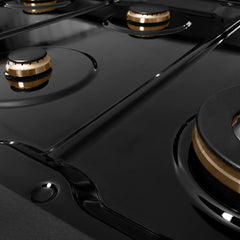 1ZLINE Designer 48" Paramount Gas Rangetop with 8 Burners in Black Satin with Matte Black and Champagne Accents, SRTBSZ-48-MBCB